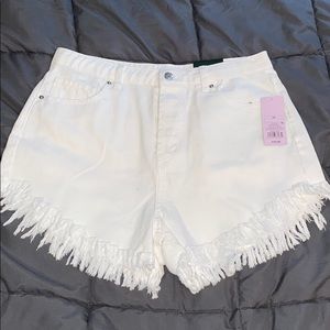 White jean shorts